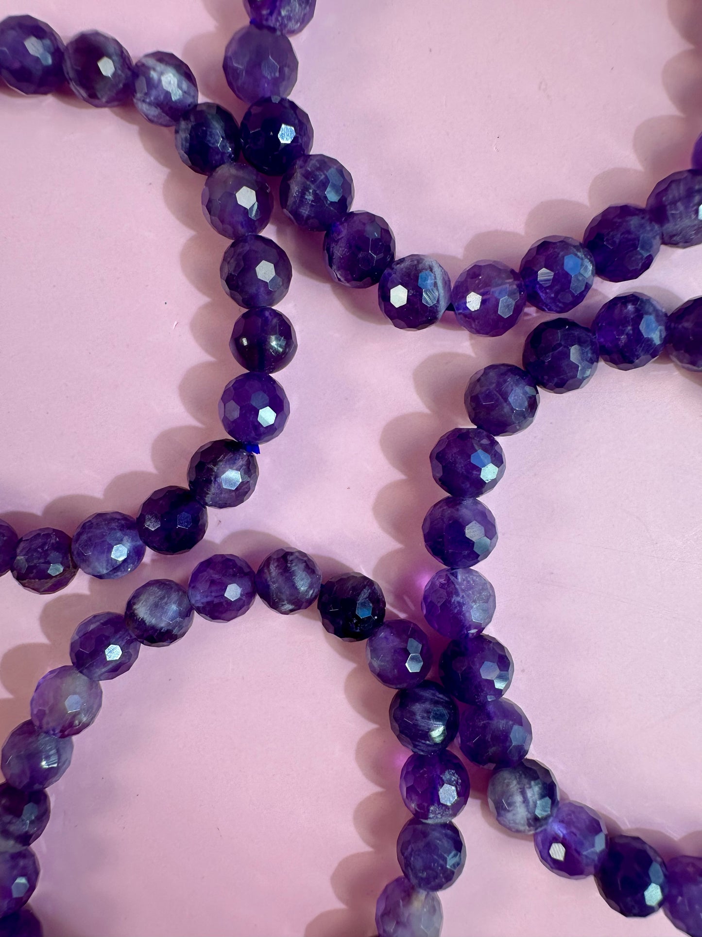 8mm Faceted Amethyst Beaded Bracelet