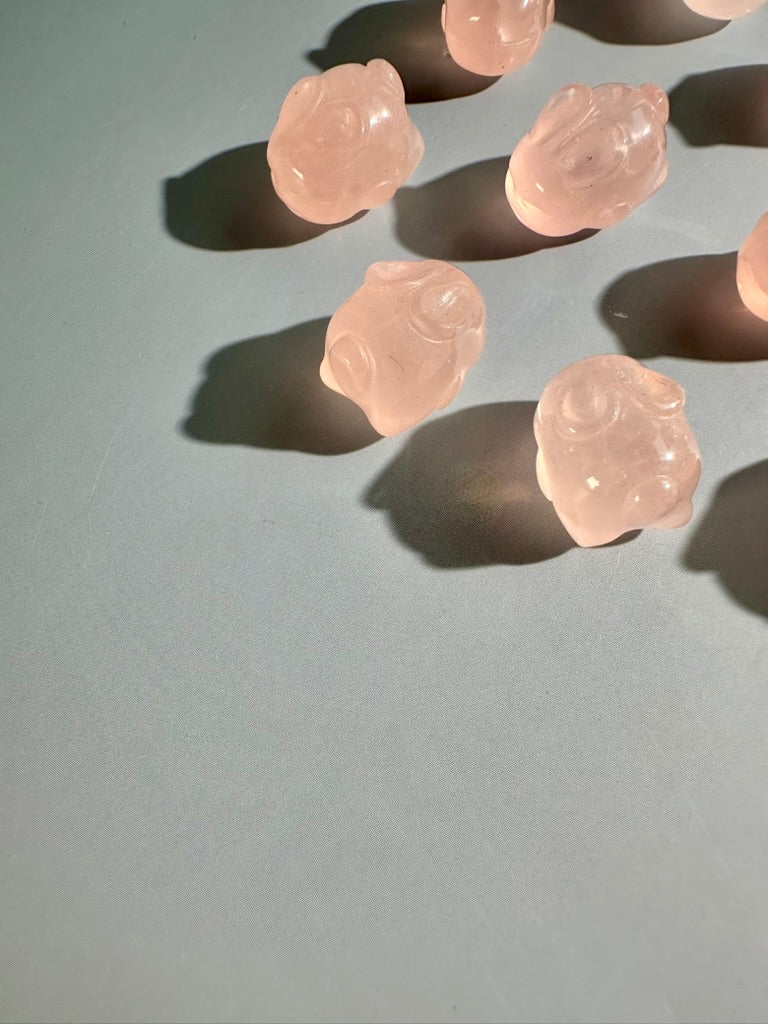 Mini Rose Quartz Bunny | Cute Pink Crystal Carving