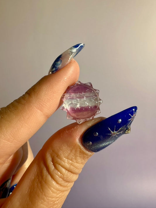 Mini Rainbow Fluorite Smiley Sun | Crystal Carving