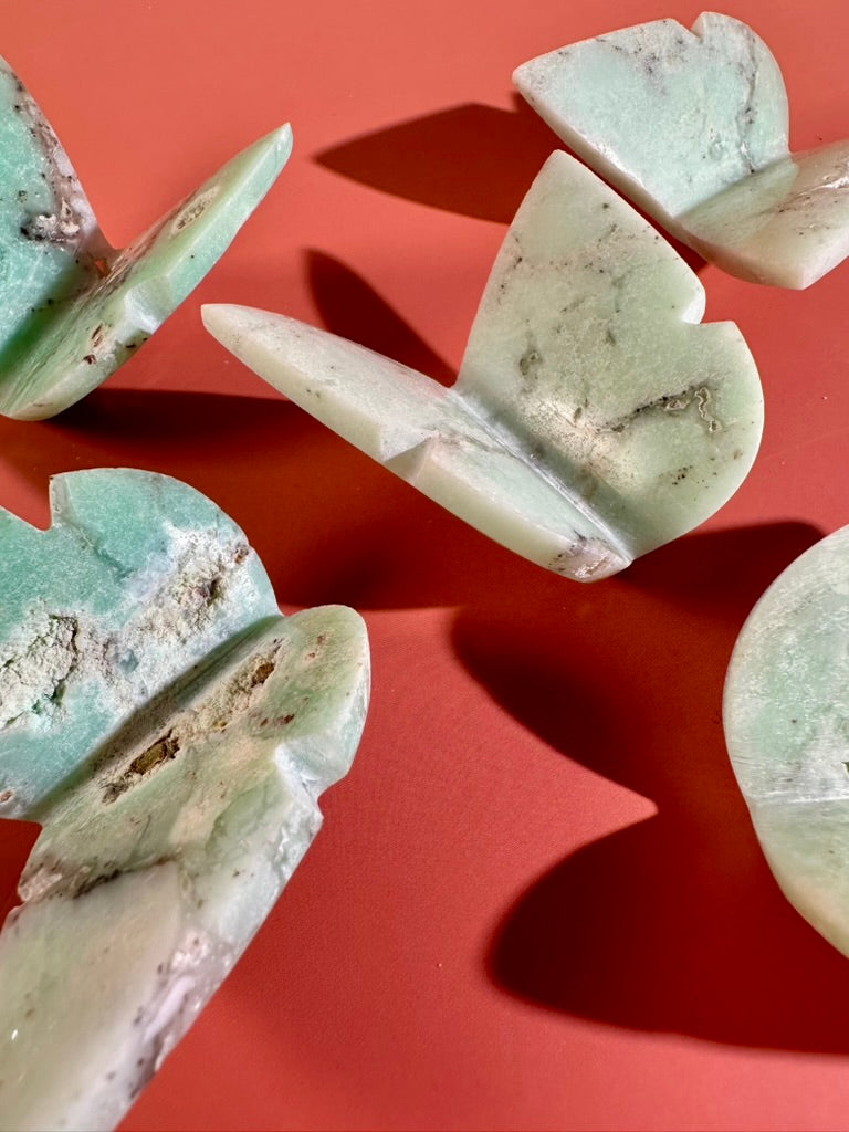 Intuitively Chosen Semi-Polished Chrysoprase 3D Butterfly | Renewal, Joy & Heart Healing Crystal