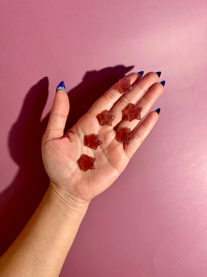 Mini Strawberry Quartz Star | Pink Crystal Carving