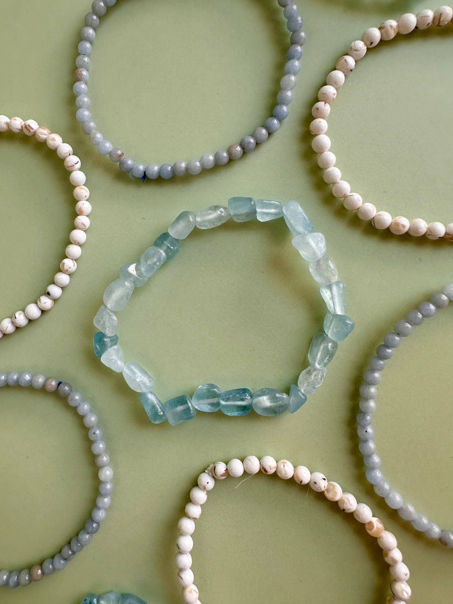 Bracelet Bundle Set: “Faith & Flow” - Aquamarine, Mother of Pearl, Angelite