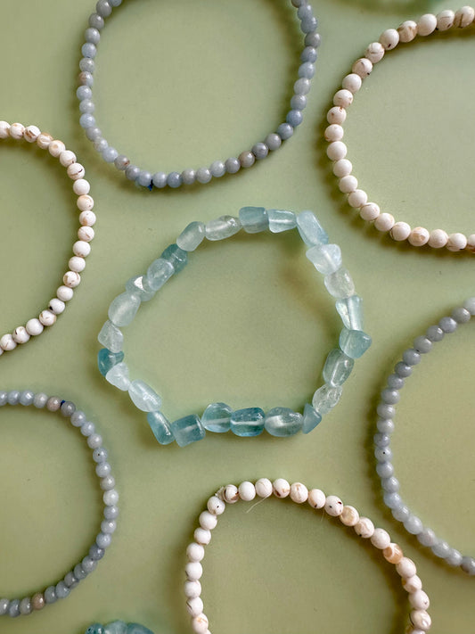 Bracelet Bundle Set: “Faith & Flow” - Aquamarine, Mother of Pearl, Angelite
