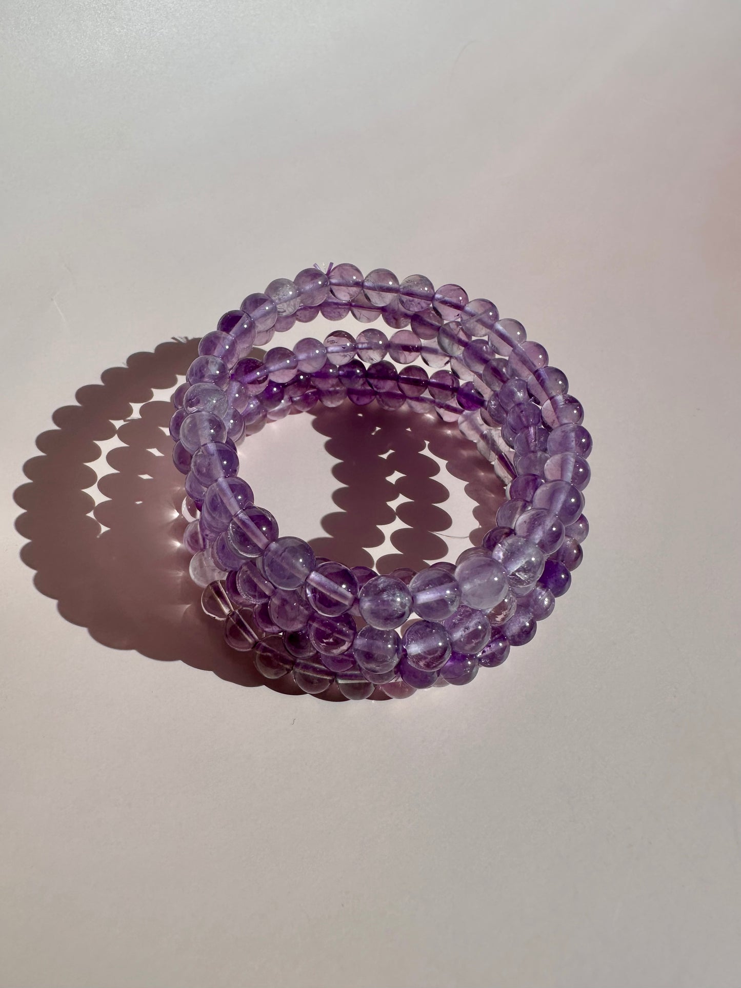 6mm Amethyst Beaded Bracelet