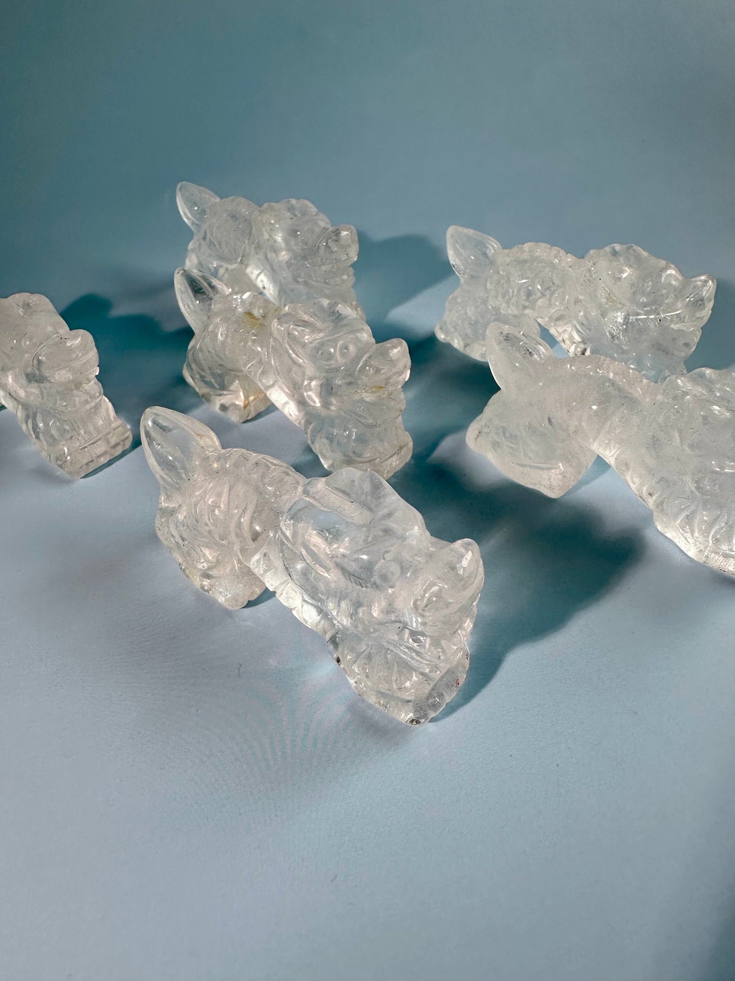 Clear Quartz Chinese Long Dragon Carving Talisman