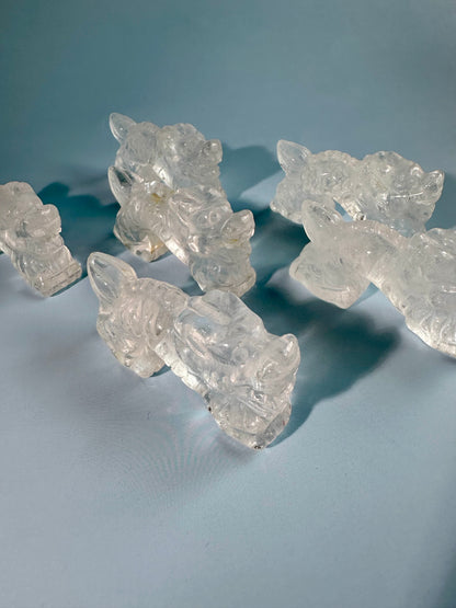 Clear Quartz Chinese Long Dragon Carving Talisman