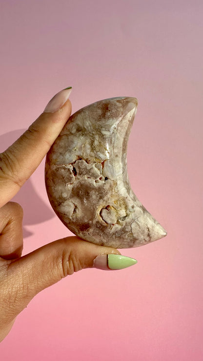 Flower Agate Crescent Moon – Option H