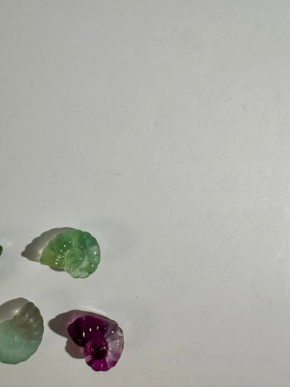 Mini Rainbow Fluorite Ammonite | Fossil-Inspired Crystal Carving