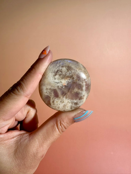 Sunstone Moonstone Round Flat Palm