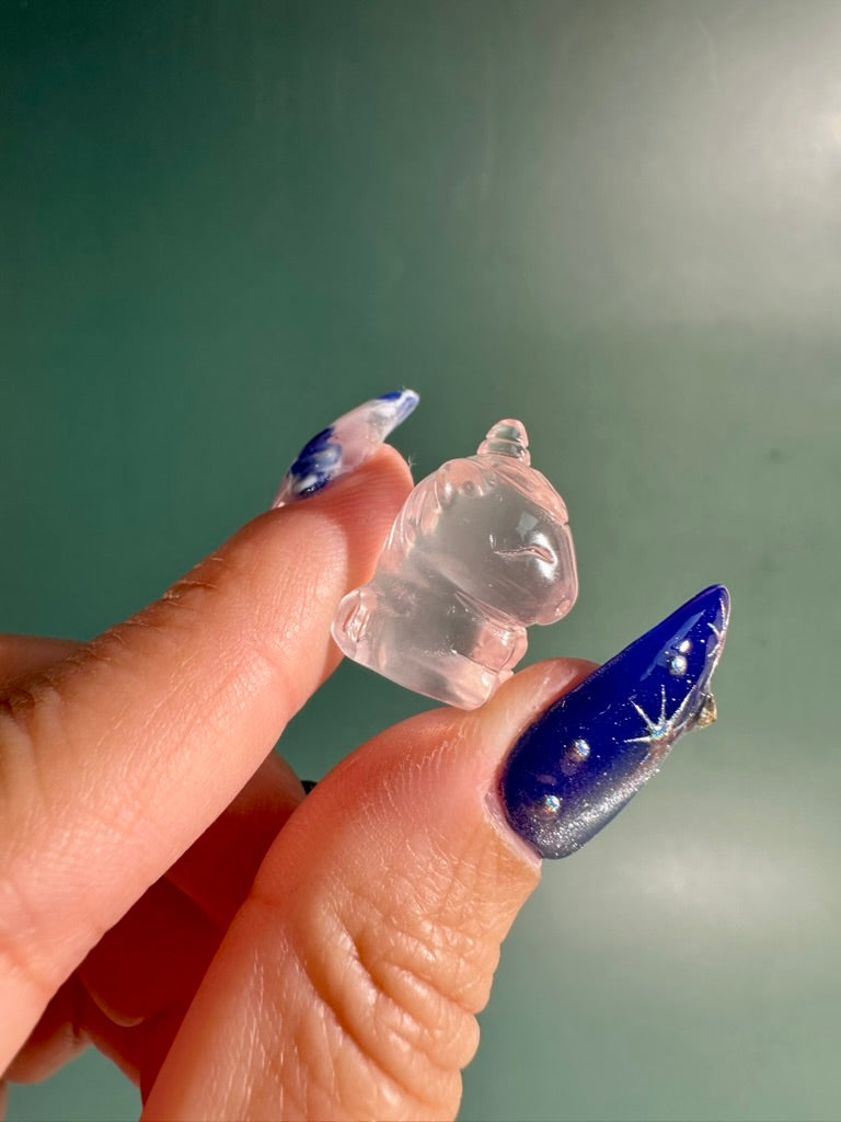 Mini Rose Quartz Sitting Unicorn | Crystal Carving