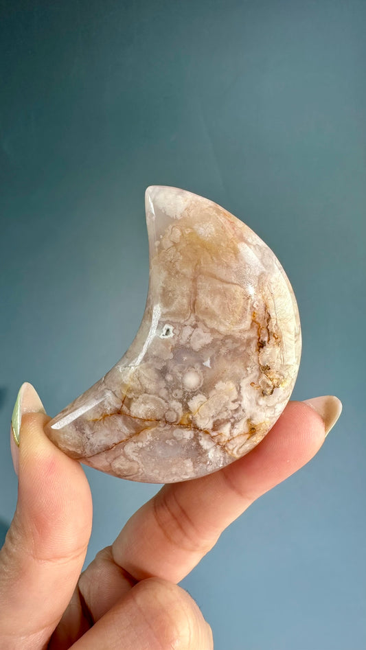 Flower Agate Crescent Moon – Option E