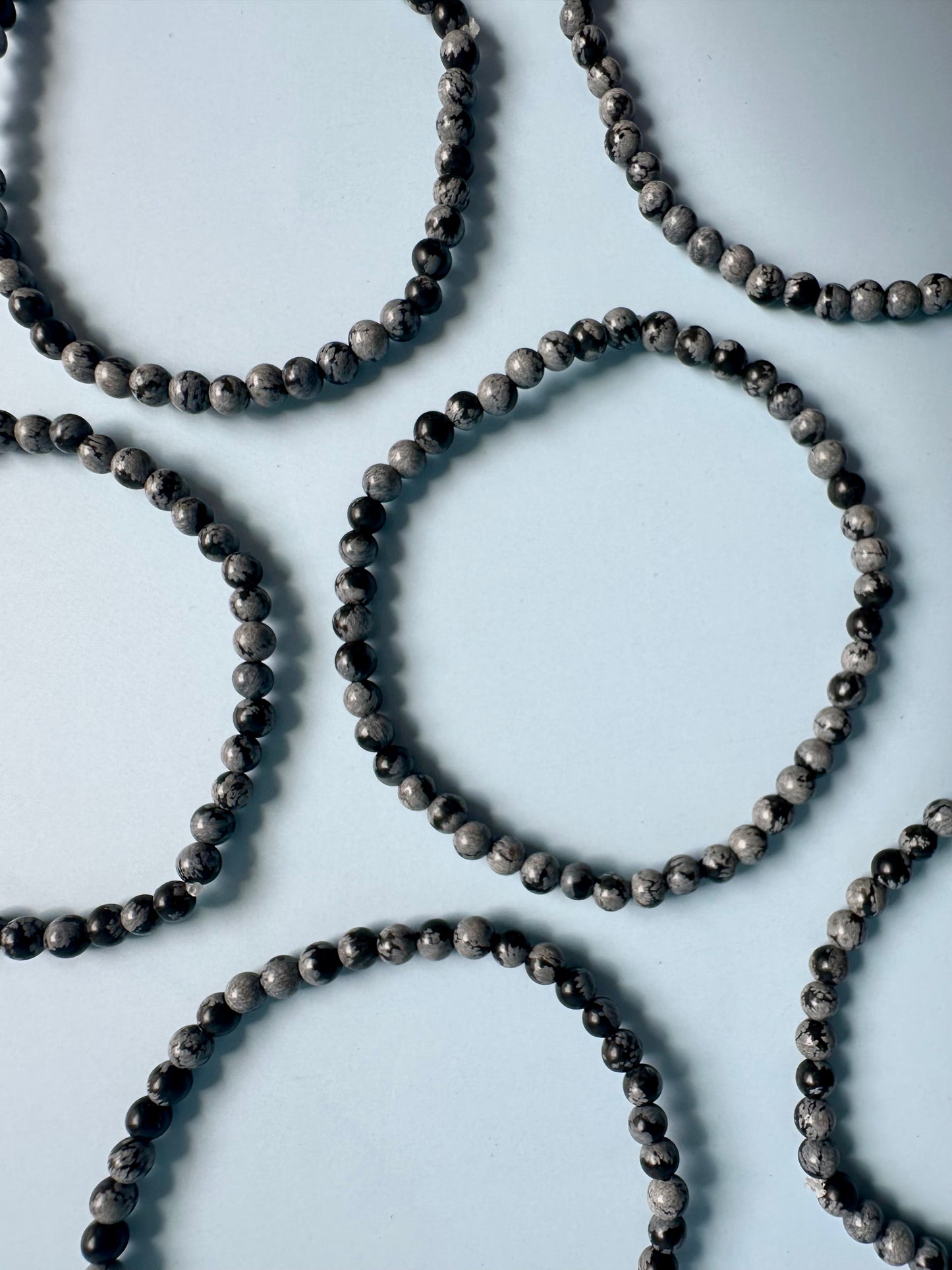 4mm Snowflake Obsidian Beaded Bracelet