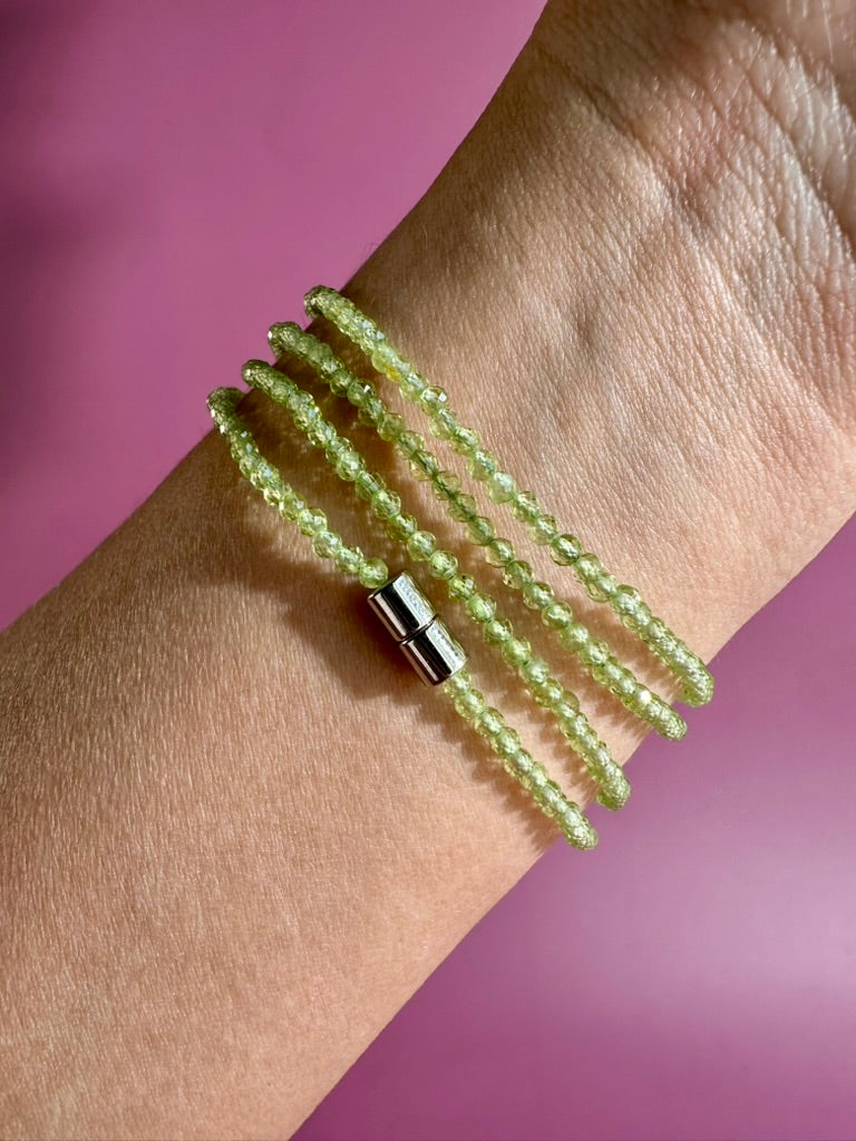 2mm Faceted Peridot Necklace & Bracelet Wrap | Magnetic Clasp Gemstone Jewelry