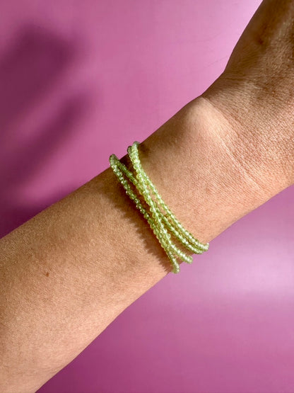 2mm Faceted Peridot Necklace & Bracelet Wrap | Magnetic Clasp Gemstone Jewelry