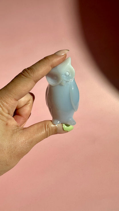 Blue Chalcedony Owl Carving (Large & Small) - You Pick!