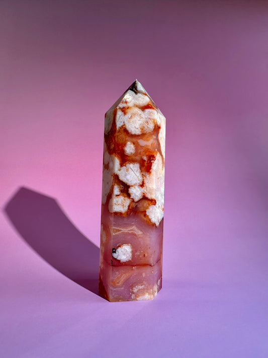 Carnelian Flower Agate Tower – Option C