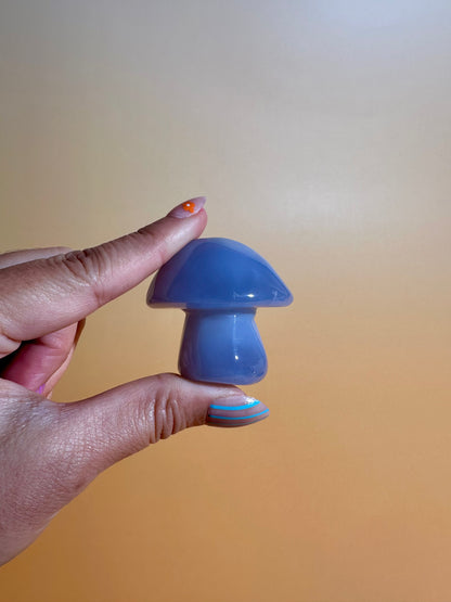 Blue Chalcedony Mushroom Carving – Option E | Peace, Communication & Serenity Energy