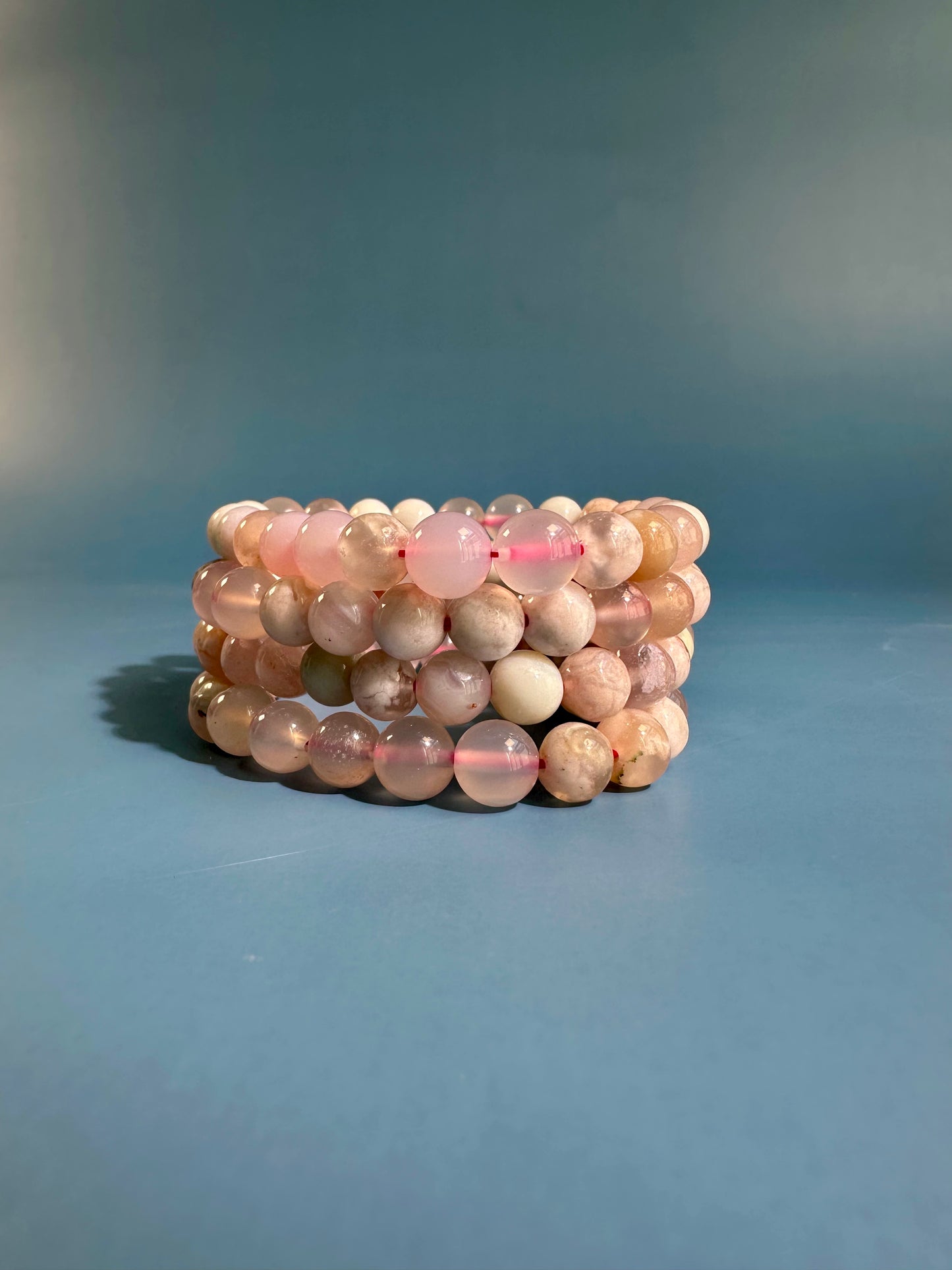 8mm Flower Agate Beaded Bracelet