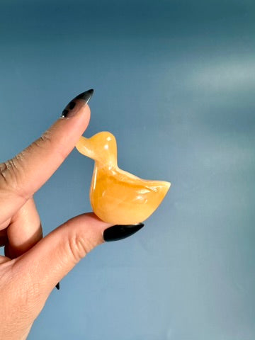 Orange Calcite Duck Carving