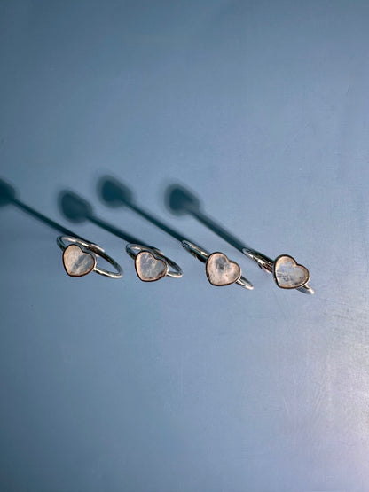 925 Sterling Silver Rainbow Moonstone Heart Ring