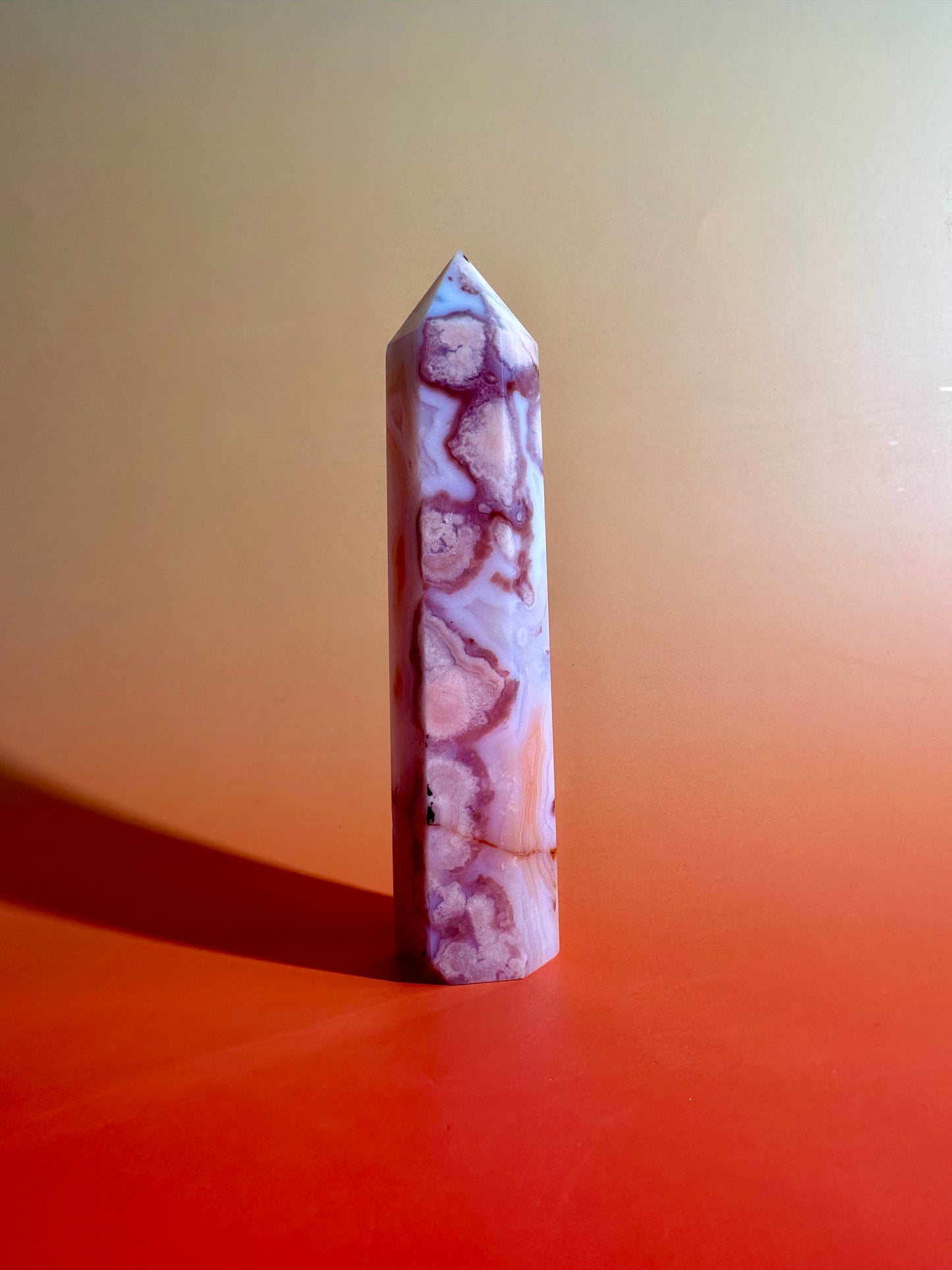 Carnelian Flower Agate Tower Option J | Confidence, Growth & Motivation Crystal