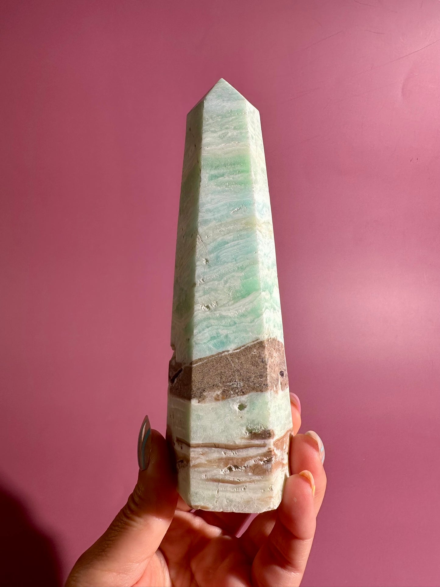 Caribbean Calcite Tower – Option D | Emotional Healing, Intuition & Coastal Serenity