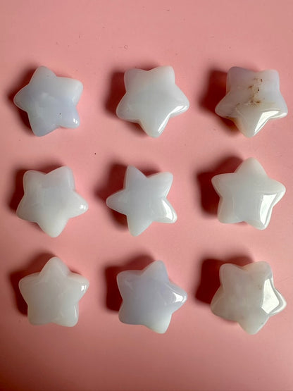Blue Chalcedony Star Carving