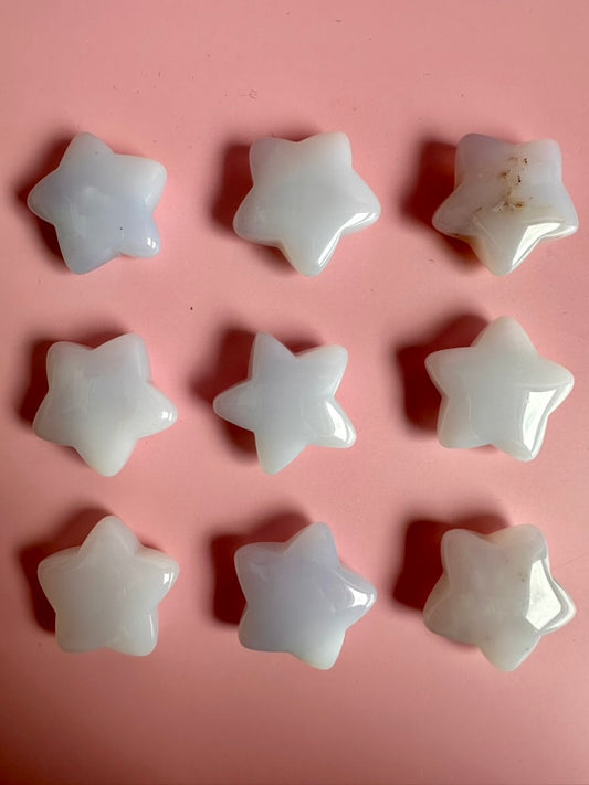 Blue Chalcedony Star Carving
