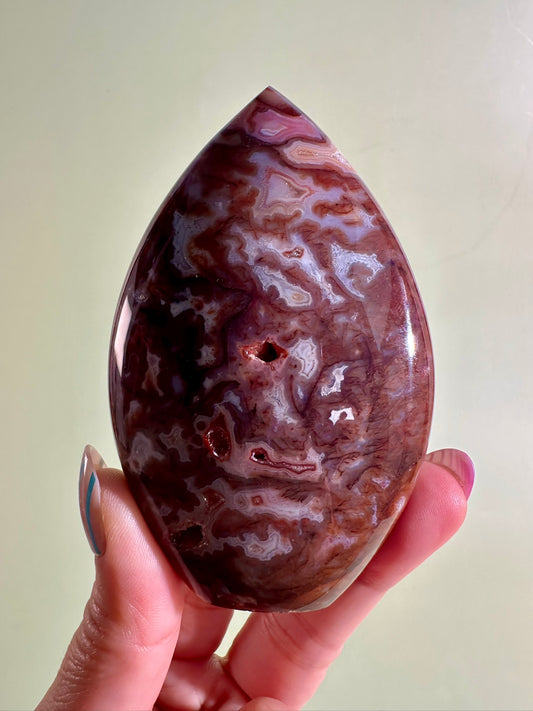 Indonesian Red Moss Agate Flame – Option C | Collector Crystal, Abundance & Transformation