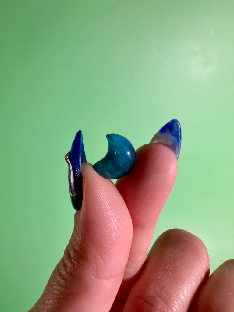 Mini Blue Apatite Crescent Moon | Crystal Carving