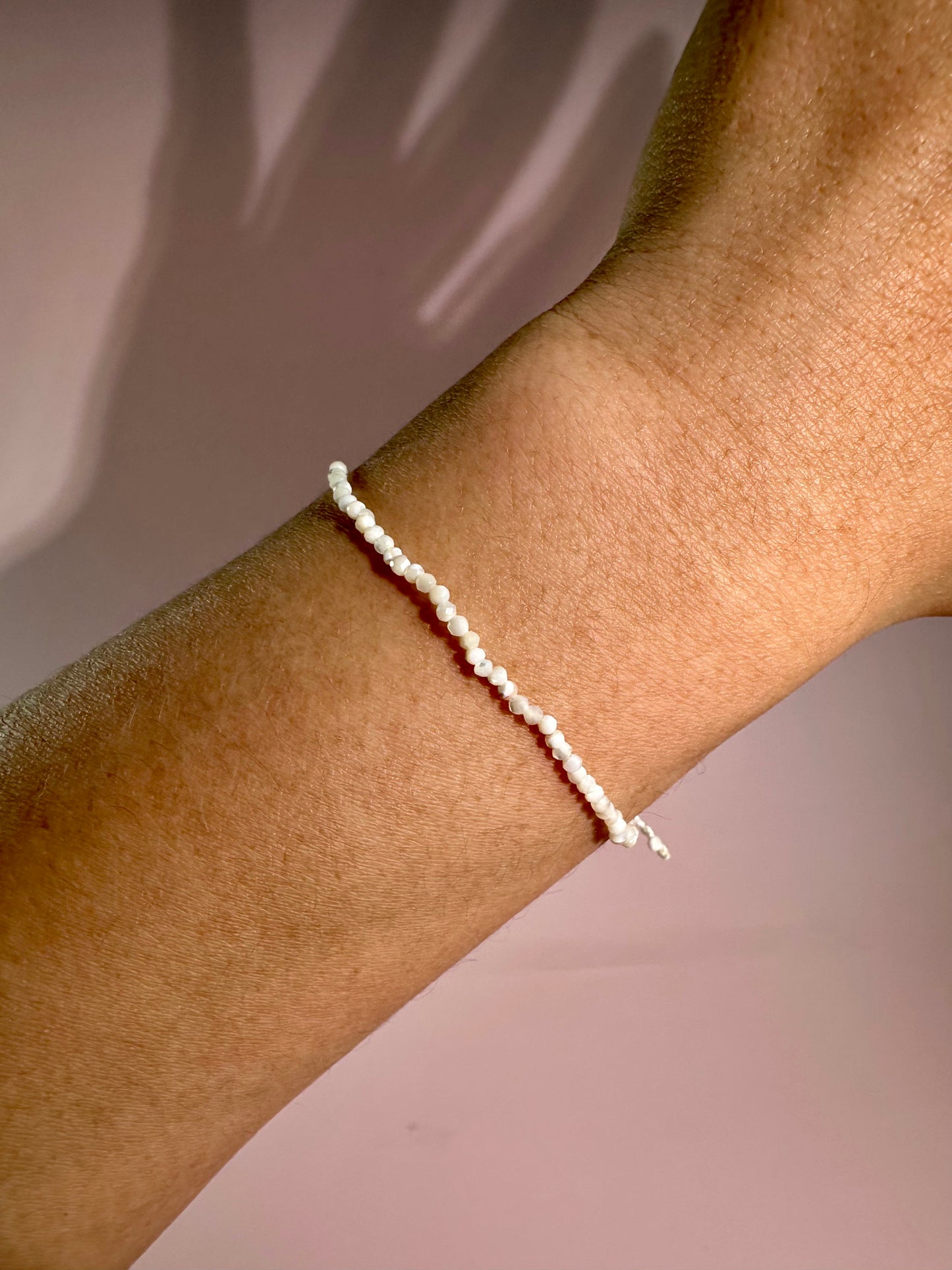 2mm Mother of Pearl Adjustable Beaded Bracelet