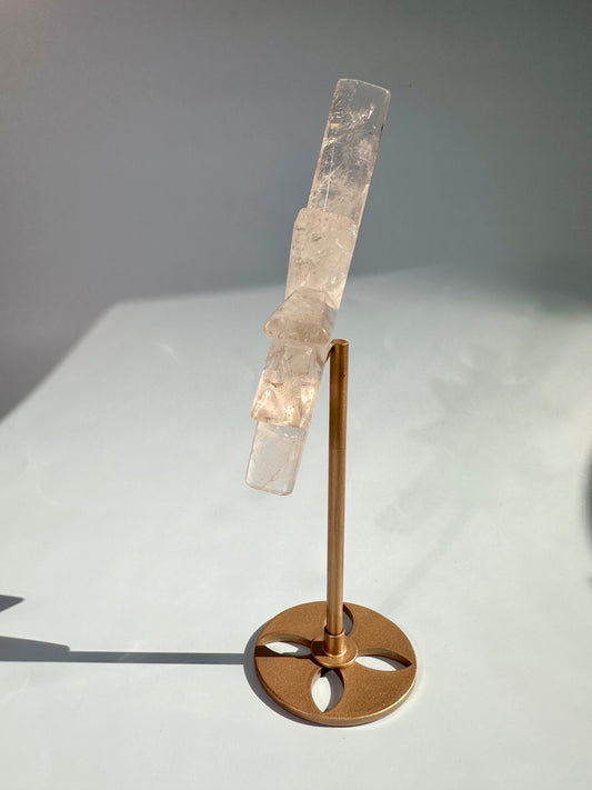 Clear Quartz Polaris Star on Gold Stand – Option B | Master Healer, Light & Collector Crystal