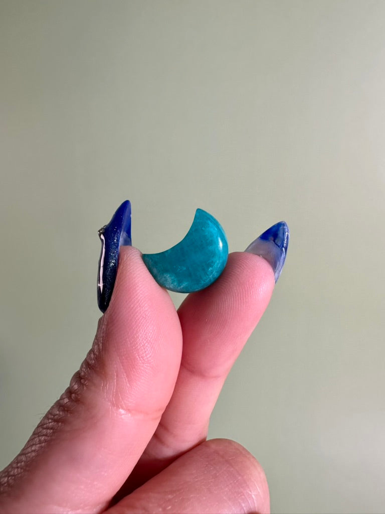 Mini Amazonite Crescent Moon | Celestial Crystal Carving