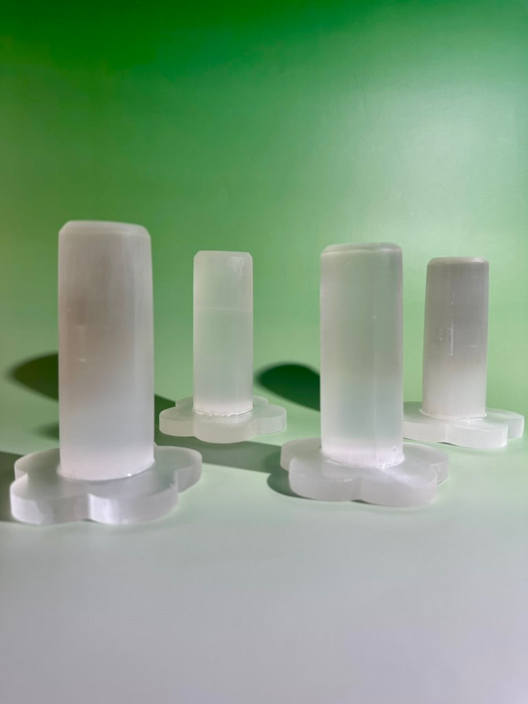 Satin Spar (Selenite) Flower Bracelet Holder | Intuitively Chosen Crystal Jewelry Display