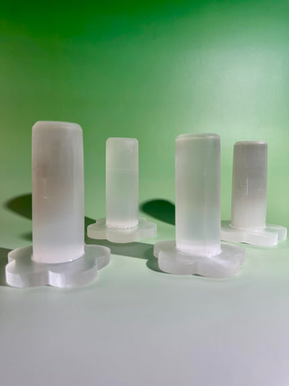 Satin Spar (Selenite) Flower Bracelet Holder | Intuitively Chosen Crystal Jewelry Display