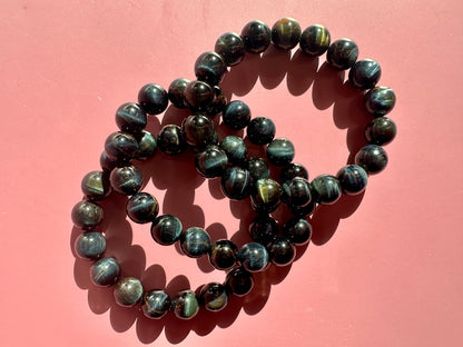 10mm Blue Tiger’s Eye Beaded Bracelet