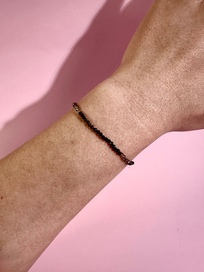 2mm Smokey Quartz Adjustable Beaded Bracelet