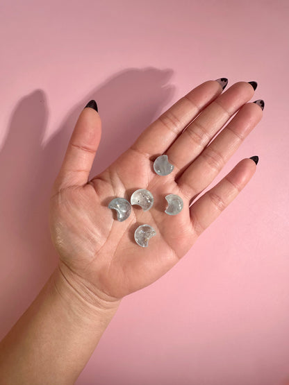 Teeny Aquamarine Crescent Moon