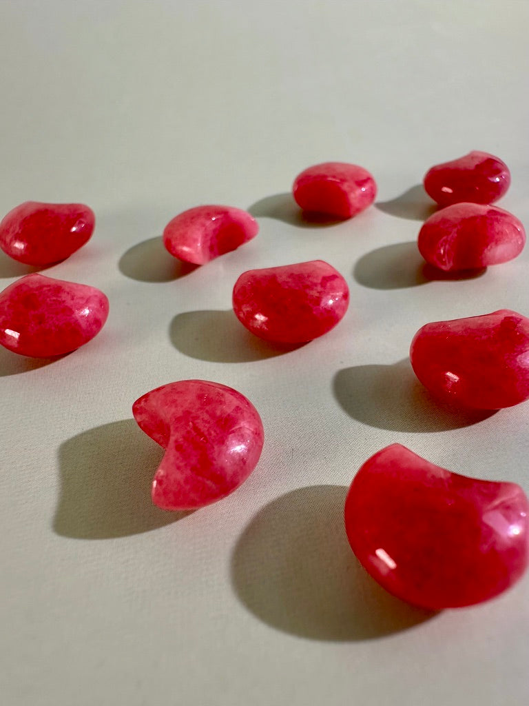 Mini Rhodonite Crescent Moon | Pink Crystal Carving