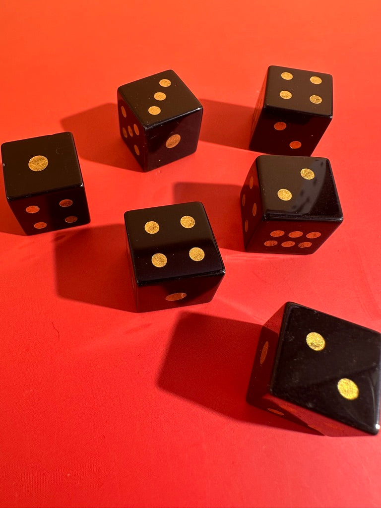 Black Obsidian Crystal Dice | Set of 2