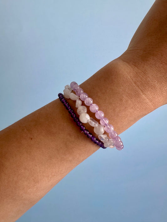 Bracelet Bundle Set: “Soul Whisper” - Lavender Jade, Amethyst, Moonstone