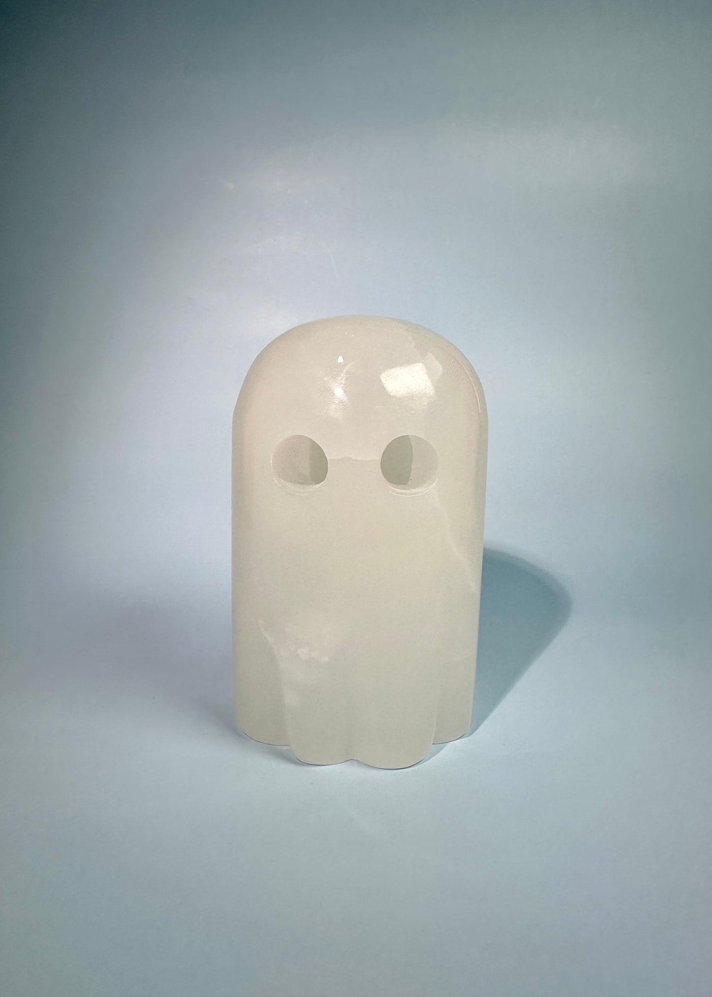 Hand-Carved Onyx Ghost Carving with Wooden Lamp Base – LED Color-Changing Light
