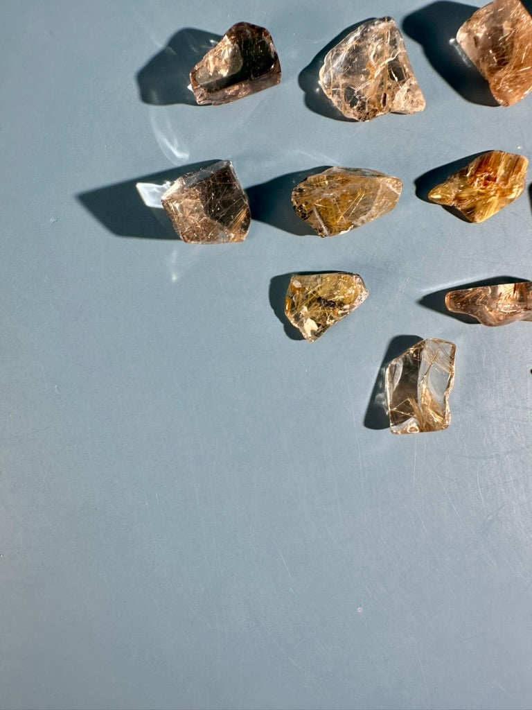 Brazilian Golden Rutile Chip Vial | Polished Quartz for Clarity, Manifestation & Positive Energy
