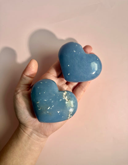 Angelite Standing Heart Carving
