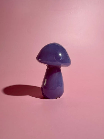 Blue Chalcedony Mushroom Carving – Option F | Calm, Clarity & Gentle Communication