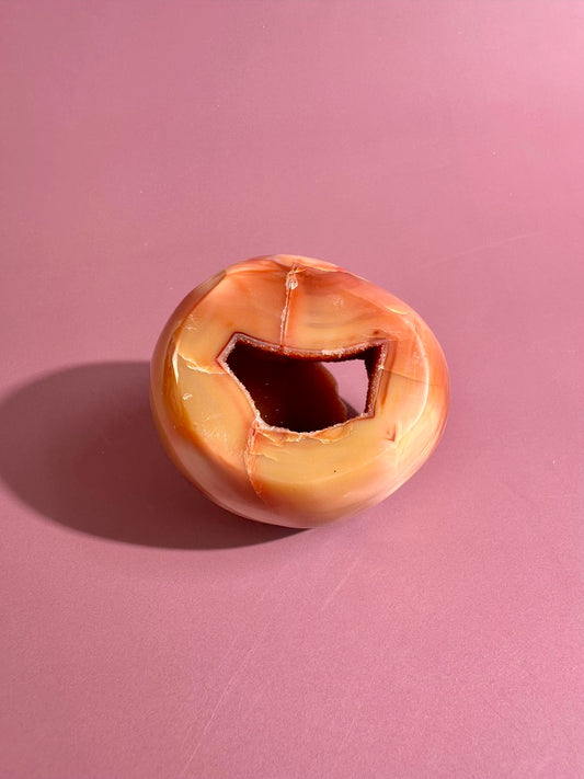 Carnelian Orca Agate Standing Freeform – Option B | Creativity, Balance & Positive Energy