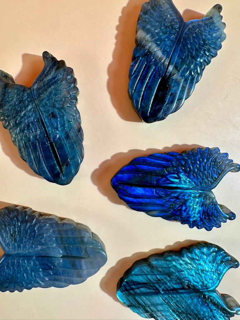 Labradorite Angel Wing | Flashy Crystal Carving