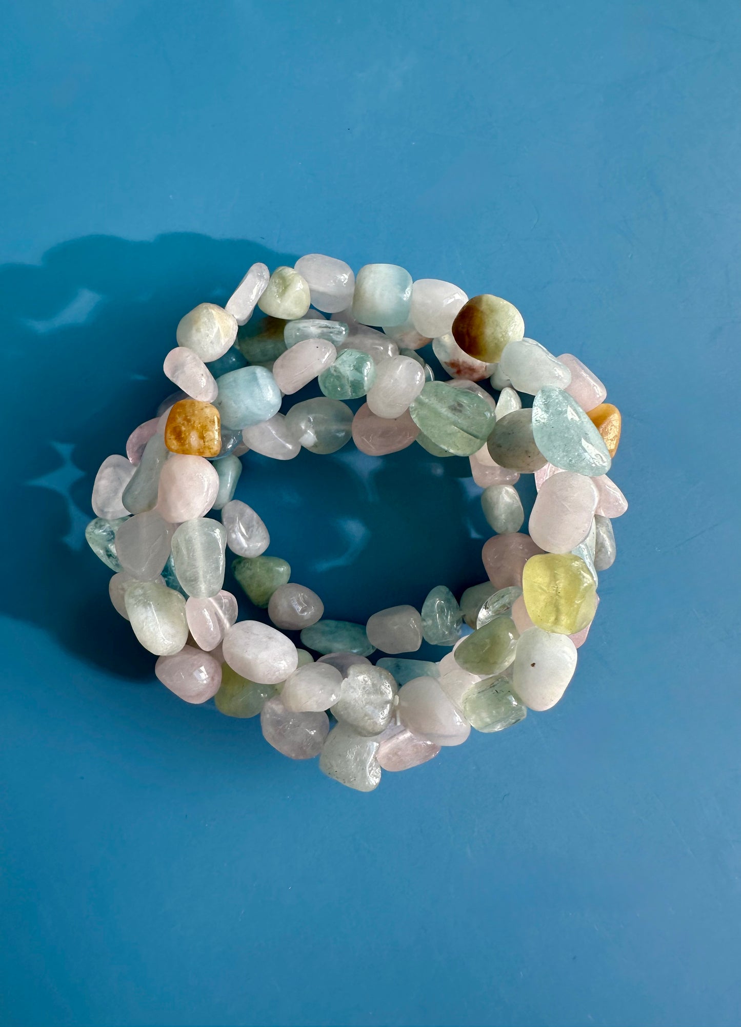 8mm Multi Beryl (Morganite) Polished Tumbled Bracelet