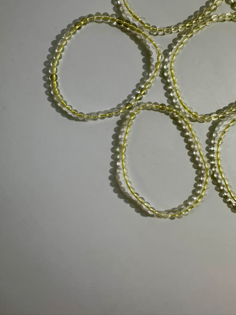 4mm Citrine Beaded Bracelet | Dainty Yellow Crystal Jewelry