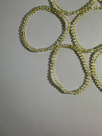 4mm Citrine Beaded Bracelet | Dainty Yellow Crystal Jewelry